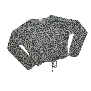 Free Kisses Black and Gray Long Sleeve Crop Hoodie